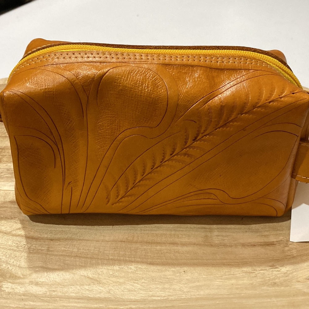 Leather zip up bag